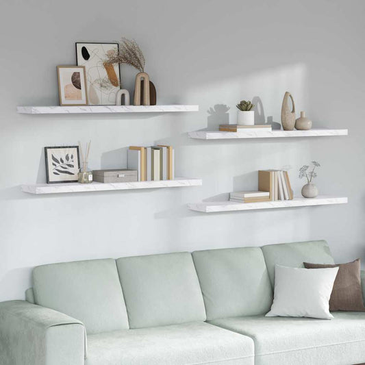 Scaffale da parete 4 pcs Marmo Bianco 120 x 23,5 x 4 cm