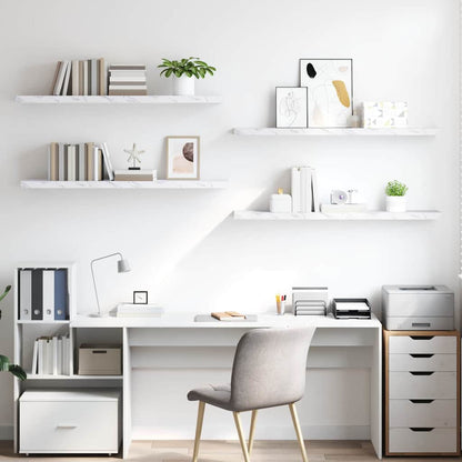 Scaffale da parete 4 pcs Marmo Bianco 120 x 23,5 x 4 cm