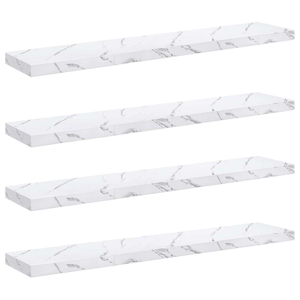 Scaffale da parete 4 pcs Marmo Bianco 120 x 23,5 x 4 cm