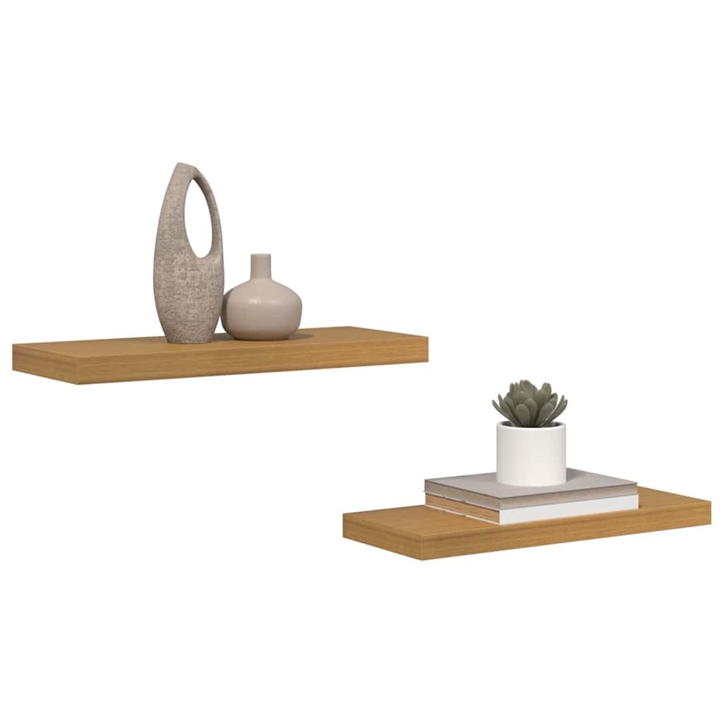 Scaffale da parete 2 pz Beige 60 x 23,5 x 3,8 cm