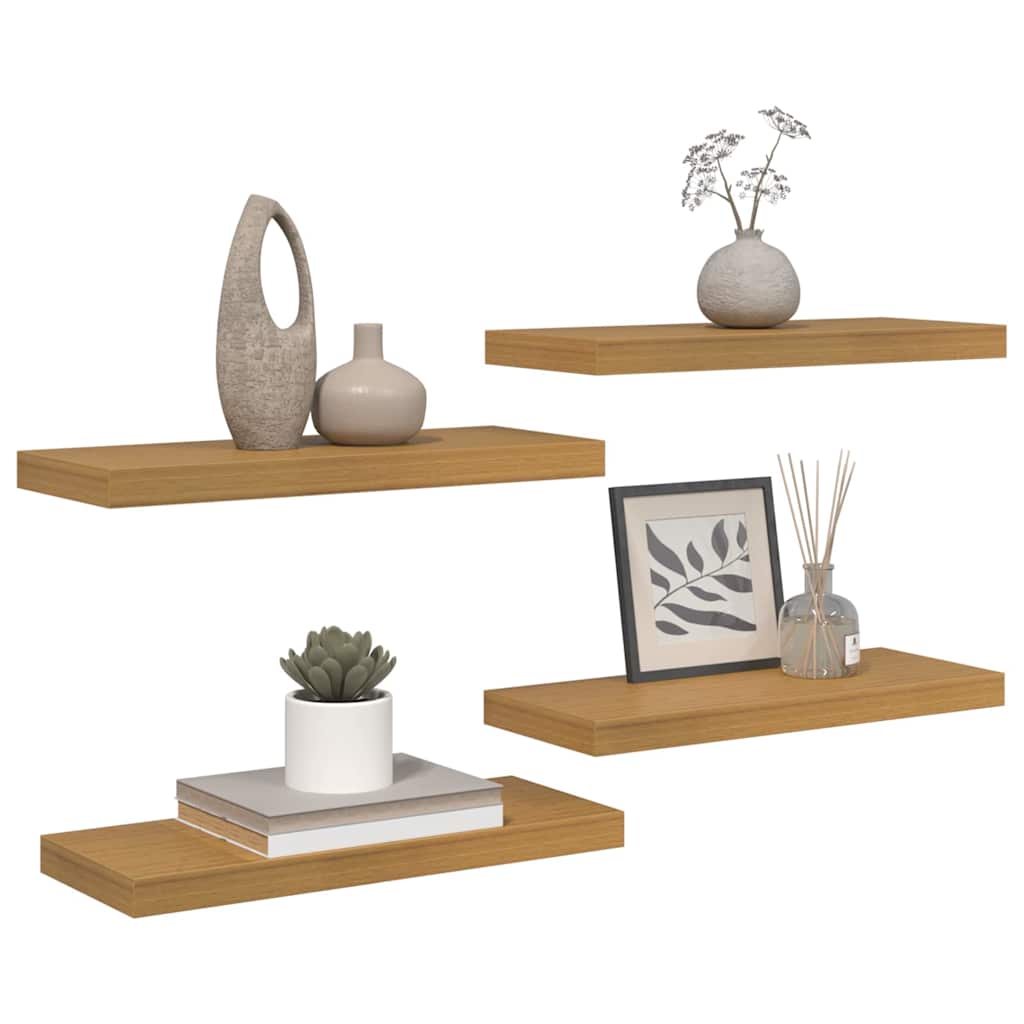 Scaffale da parete 4 pz Beige 60 x 23,5 x 3,8 cm