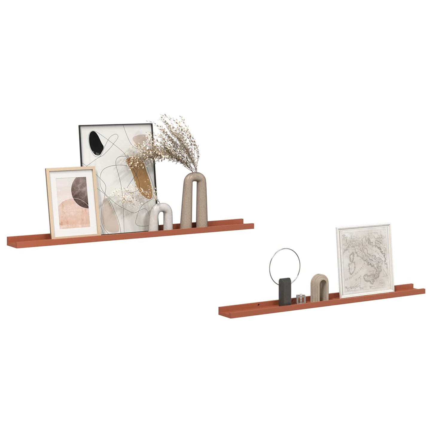 Scaffale da parete 2 pcs Rosso 100 x 9 x 3 cm Legno multistrato