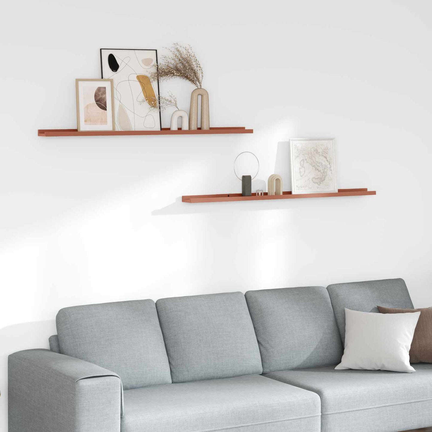 Scaffale da parete 2 pcs Rosso 115 x 9 x 3 cm Legno multistrato