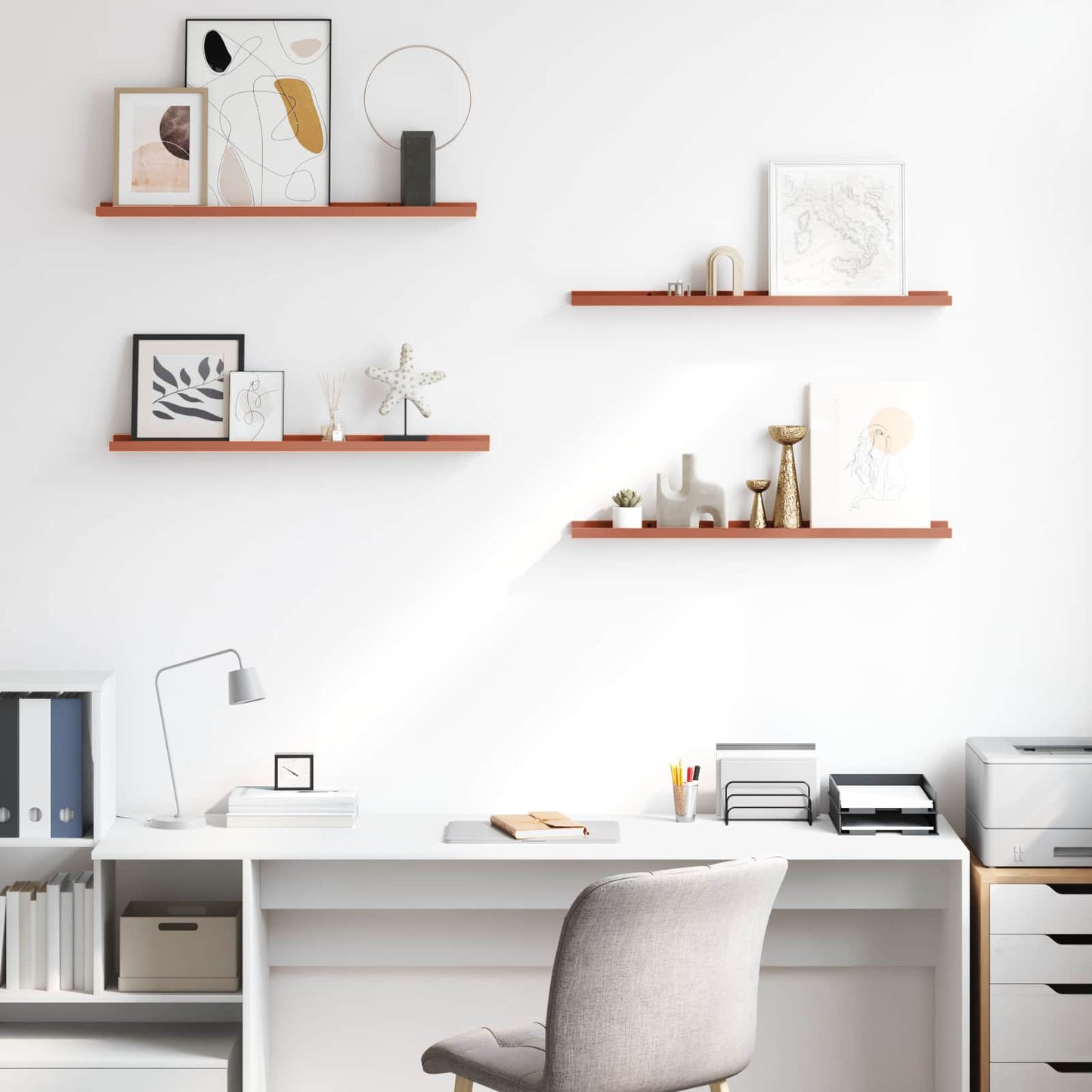 Scaffale da parete 4 pcs Rosso 80 x 9 x 3 cm Legno multistrato