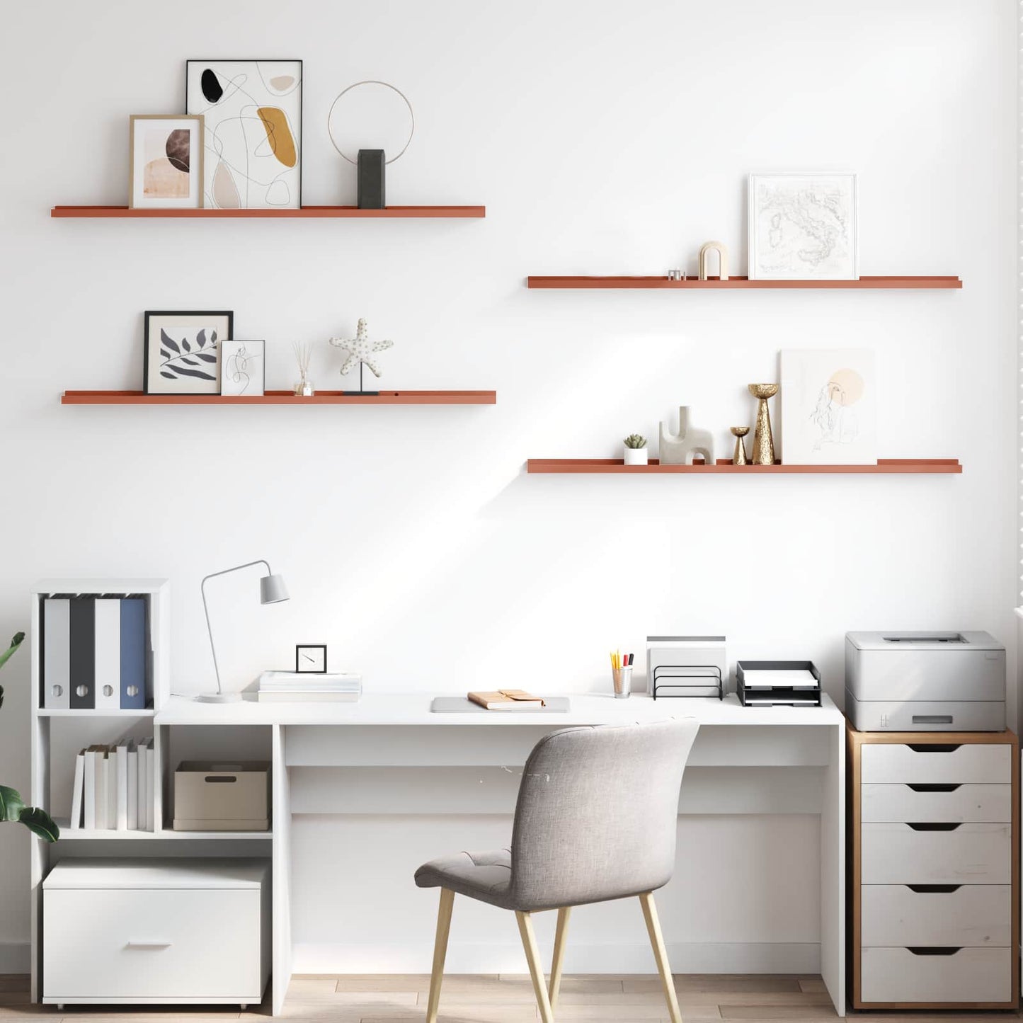 Scaffale da parete 4 pcs Rosso 115 x 9 x 3 cm Legno multistrato