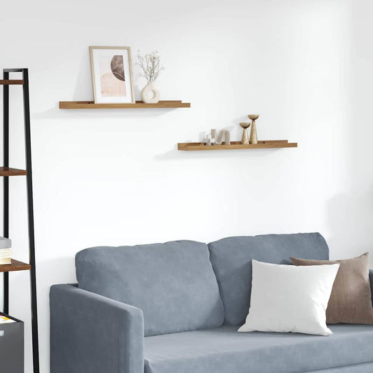 Scaffale da parete con lo scaffale 2 pcs Marrone 60 x 9 x 3 cm