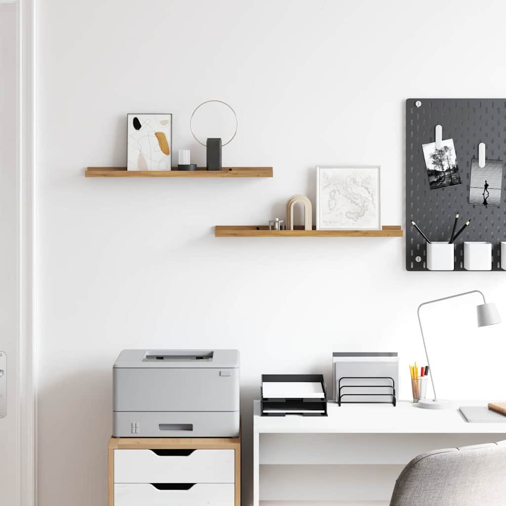 Scaffale da parete con lo scaffale 2 pcs Marrone 60 x 9 x 3 cm