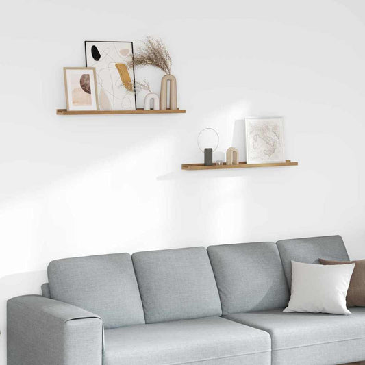 Scaffale da parete con lo scaffale 2 pcs Marrone 80 x 9 x 3 cm