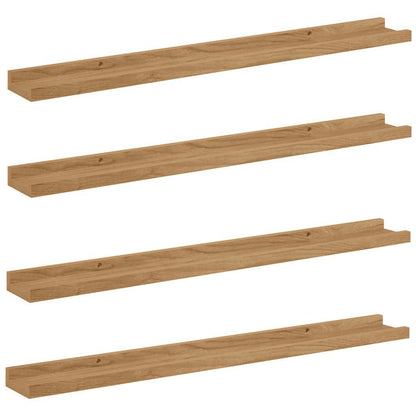 Scaffale da parete con lo scaffale 4 pcs Marrone 80 x 9 x 3 cm