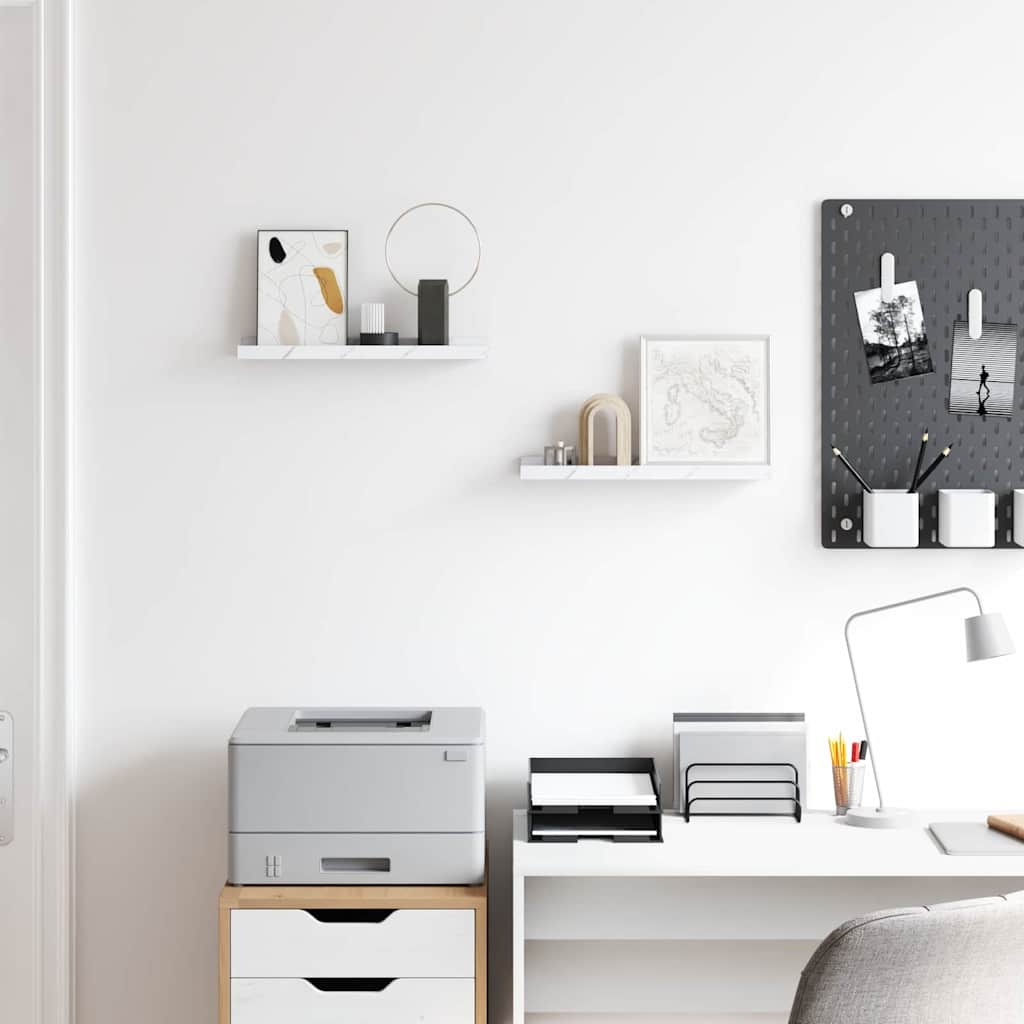 Scaffale da parete 2 pcs Marmo Bianco 40 x 9 x 3 cm