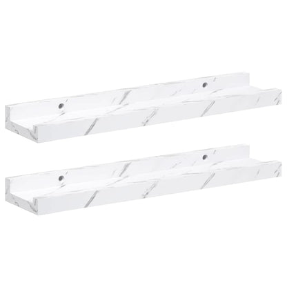 Scaffale da parete 2 pcs Marmo Bianco 40 x 9 x 3 cm