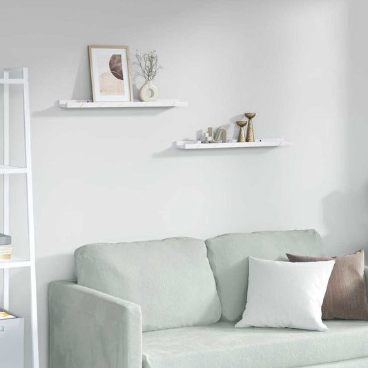 Scaffale da parete 2 pcs Marmo Bianco 60 x 9 x 3 cm