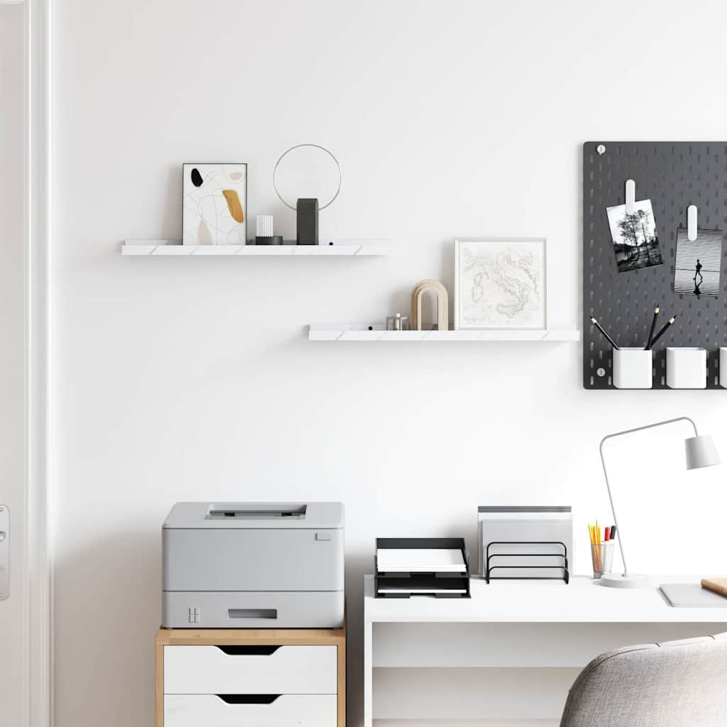 Scaffale da parete 2 pcs Marmo Bianco 60 x 9 x 3 cm