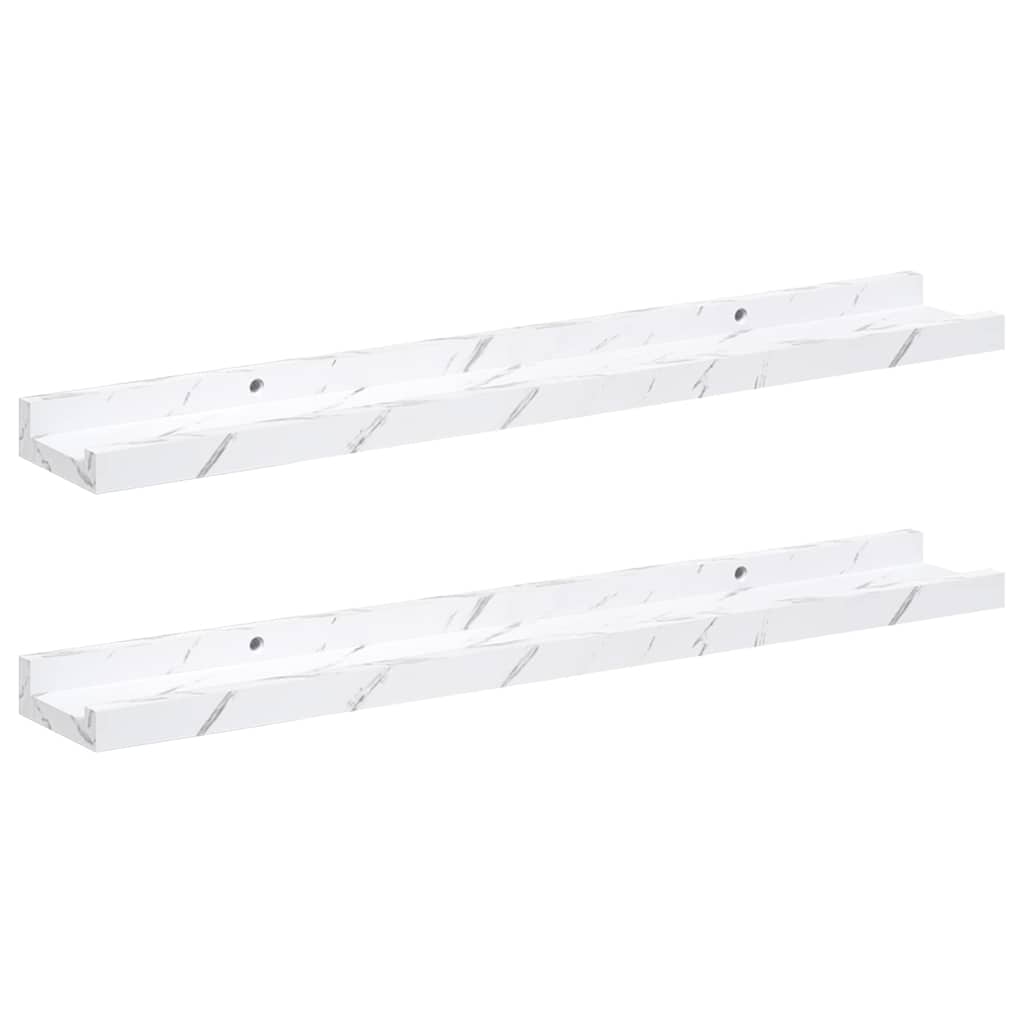 Scaffale da parete 2 pcs Marmo Bianco 60 x 9 x 3 cm