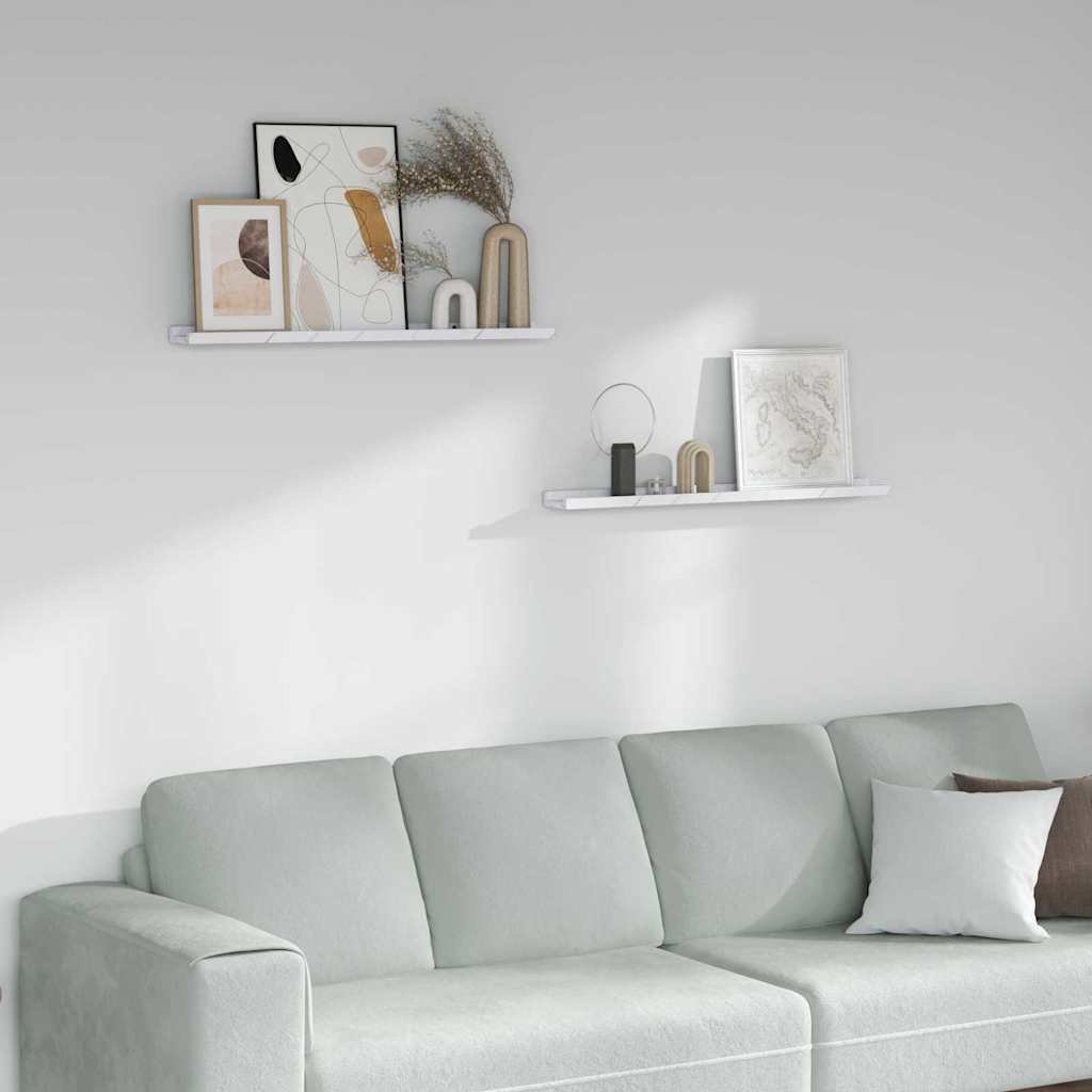 Scaffale da parete 2 pcs Marmo Bianco 80 x 9 x 3 cm