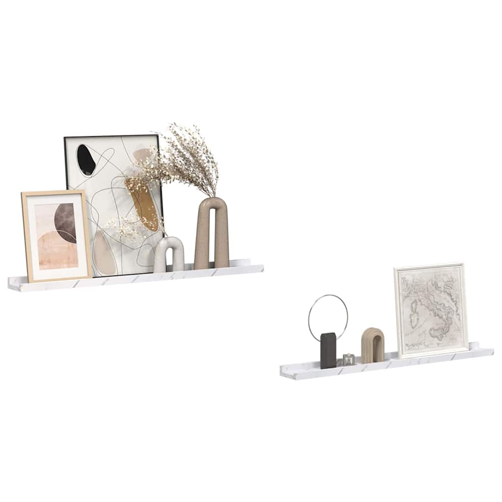 Scaffale da parete 2 pcs Marmo Bianco 80 x 9 x 3 cm
