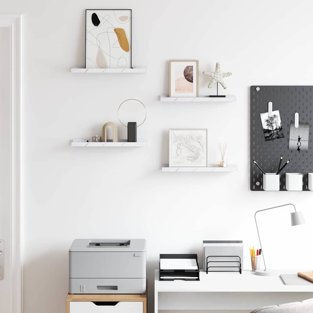 Scaffale da parete 4 pcs Marmo Bianco 40 x 9 x 3 cm