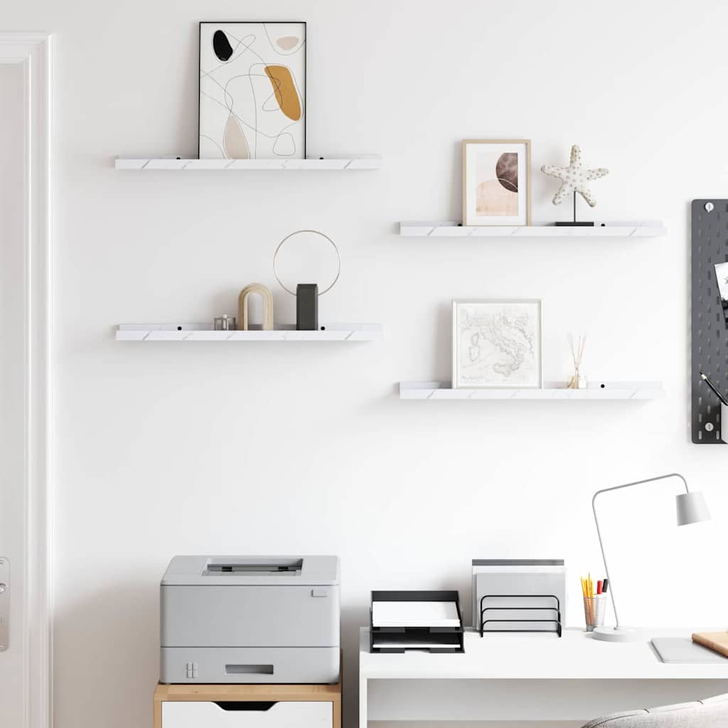 Scaffale da parete 4 pcs Marmo Bianco 60 x 9 x 3 cm