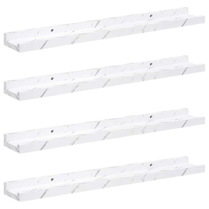 Scaffale da parete 4 pcs Marmo Bianco 60 x 9 x 3 cm