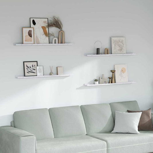 Scaffale da parete 4 pcs Marmo Bianco 100 x 9 x 3 cm