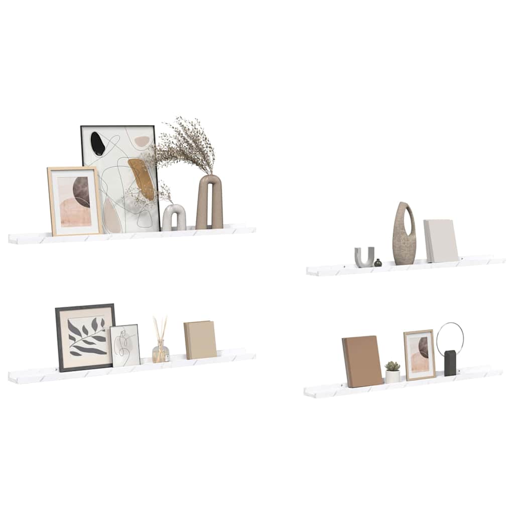 Scaffale da parete 4 pcs Marmo Bianco 100 x 9 x 3 cm