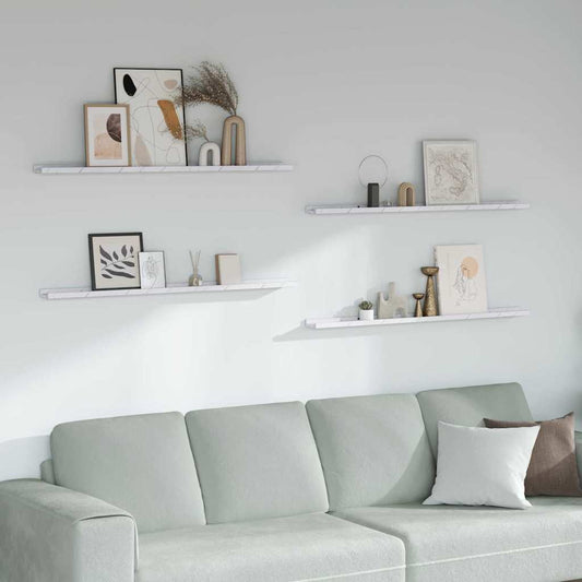 Scaffale da parete 4 pcs Marmo Bianco 115 x 9 x 3 cm
