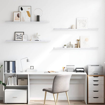 Scaffale da parete 4 pcs Marmo Bianco 115 x 9 x 3 cm