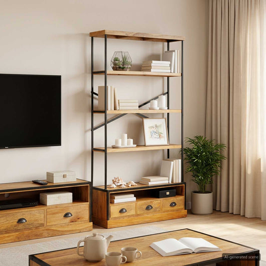 Scaffale a 5 ripiani Naturale 100 x 30 x 180 cm | homemem39