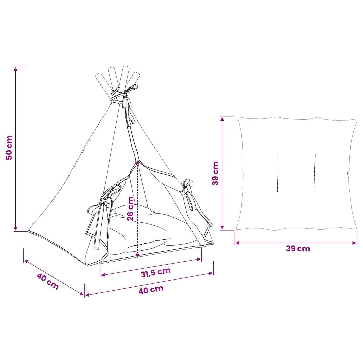 Tenda per animali con cuscino Bianco 40 x 40 x 50 cm Poliestere | homemem39