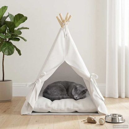 Tenda per animali con cuscino Bianco 50 x 50 x 60 cm Poliestere