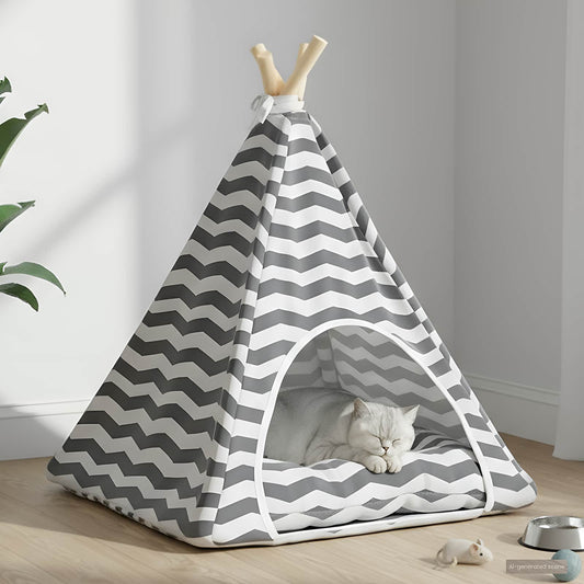 Tenda per animali con cuscino Bianco e Grigio 50 x 50 x 60 cm | homemem39