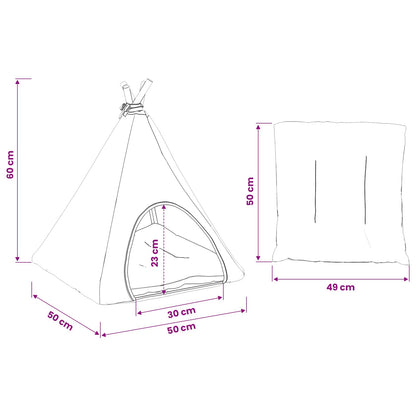 Tenda per animali con cuscino Bianco e Grigio 50 x 50 x 60 cm