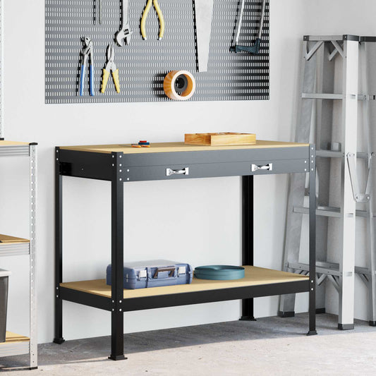 Banco da lavoro con cassetto Nero 114 x 54 x 91 cm | homemem39