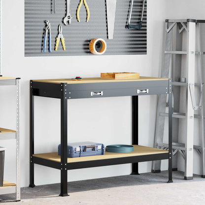 Banco da lavoro con cassetto Nero 114 x 54 x 91 cm