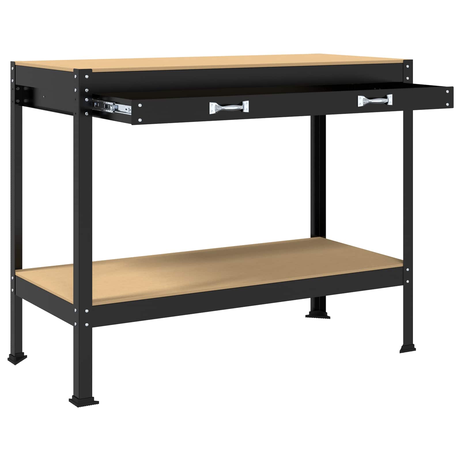 Banco da lavoro con cassetto Nero 114 x 54 x 91 cm | homemem39