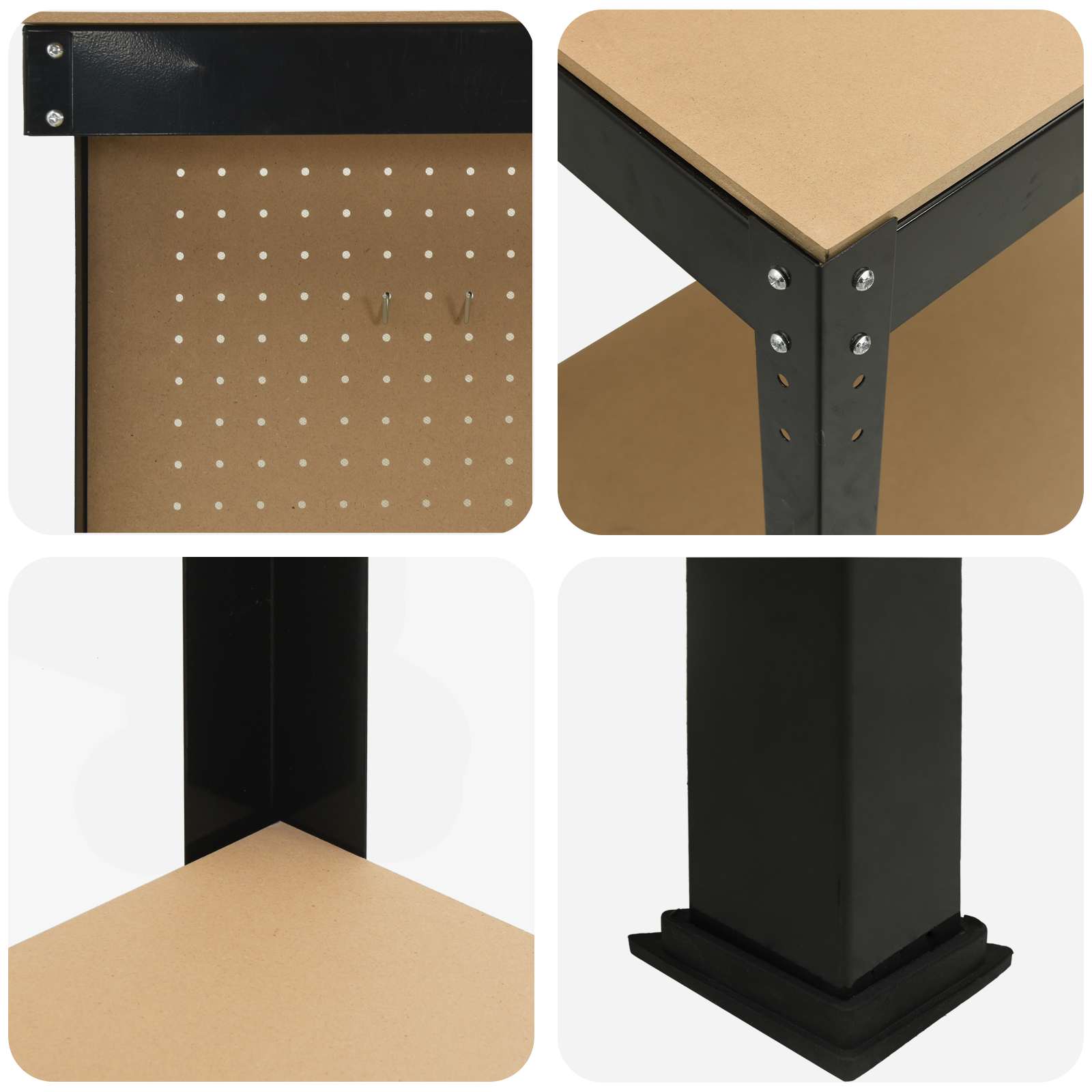 Banco da lavoro con lo scaffale Nero 114 x 54 x 145 cm | homemem39