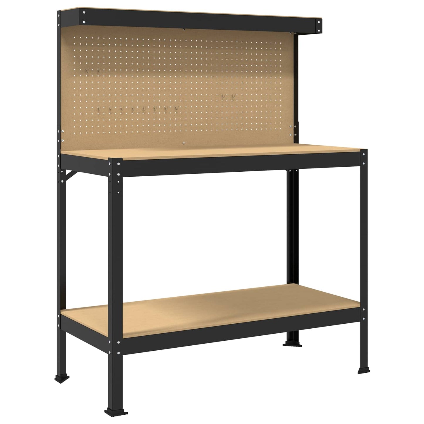 Banco da lavoro con lo scaffale Nero 114 x 54 x 145 cm | homemem39