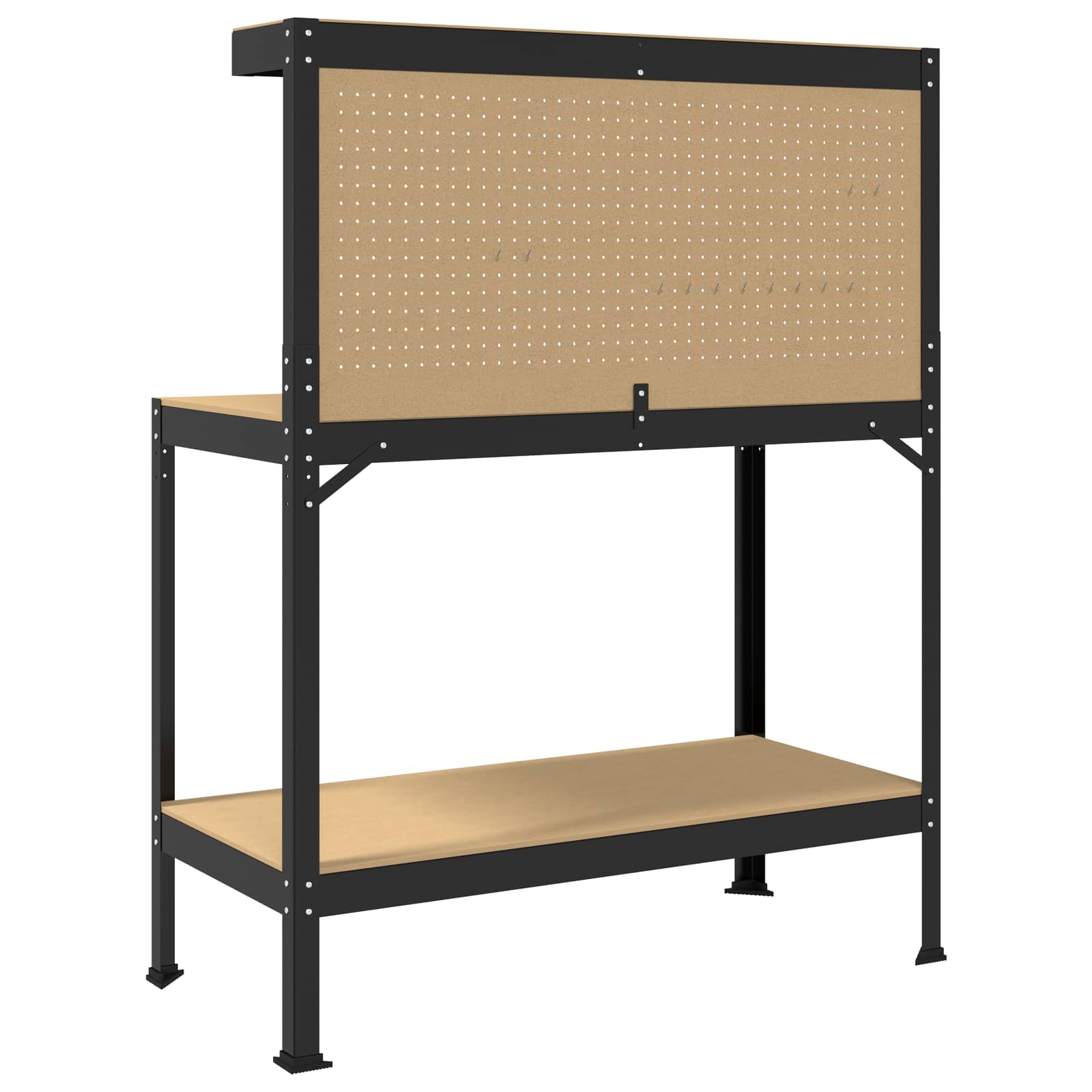 Banco da lavoro con lo scaffale Nero 114 x 54 x 145 cm | homemem39