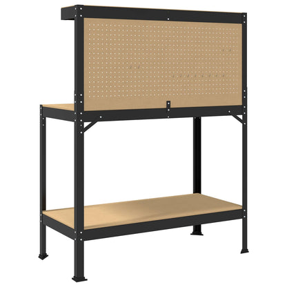 Banco da lavoro con lo scaffale Nero 114 x 54 x 145 cm | homemem39