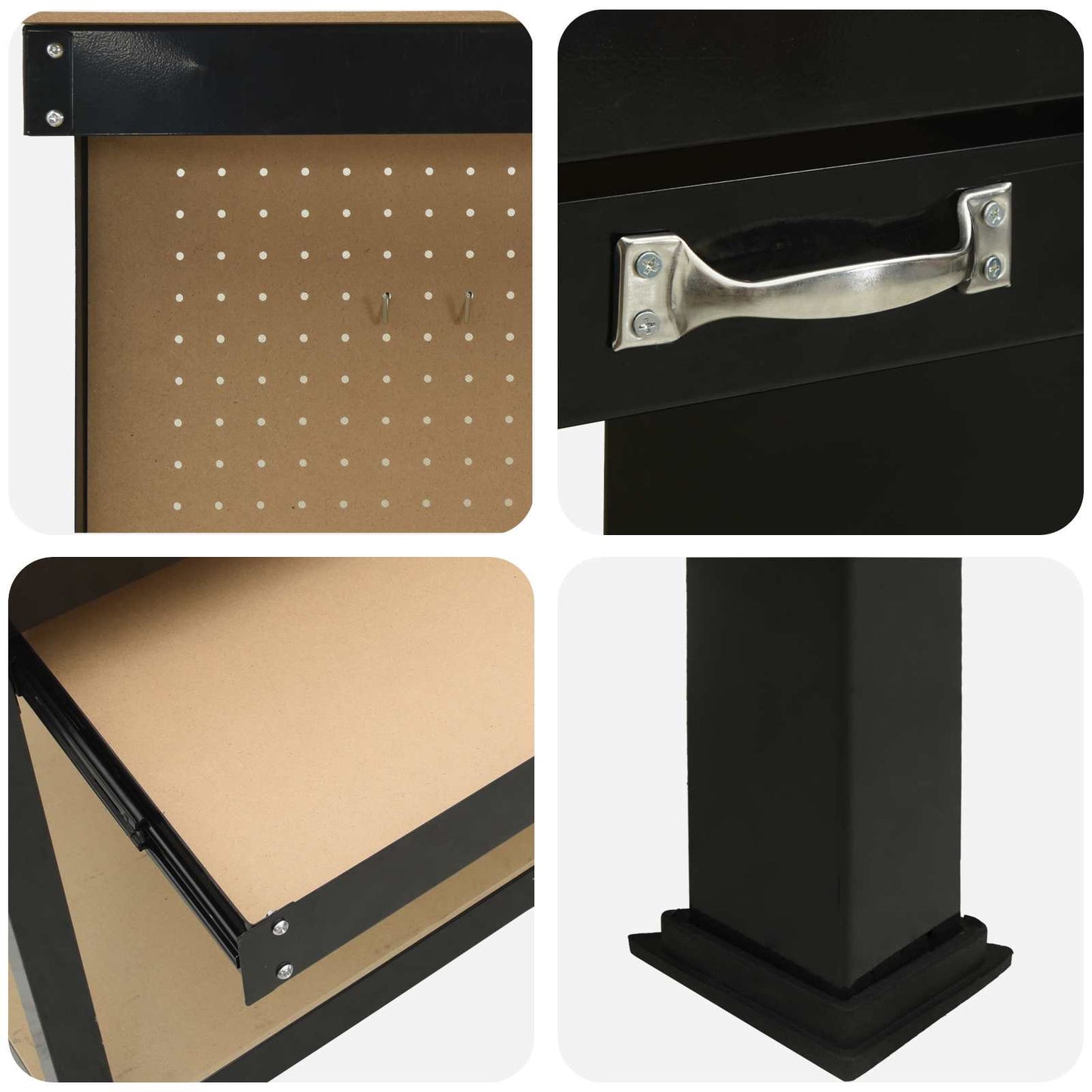 Banco da lavoro con cassetto Nero 81 x 41 x 145 cm | homemem39