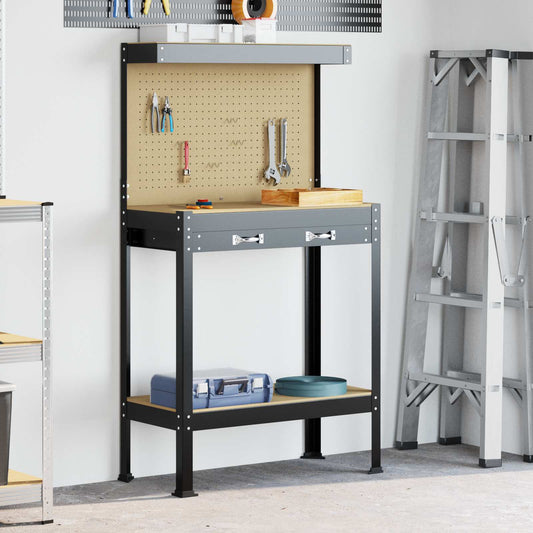 Banco da lavoro con cassetto Nero 81 x 41 x 145 cm | homemem39