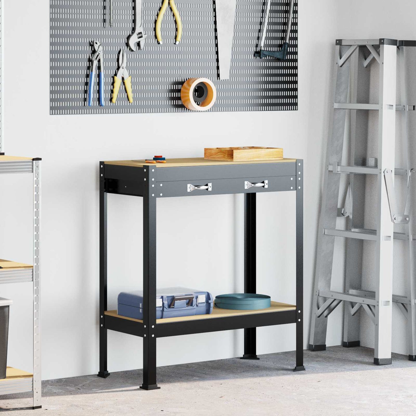 Banco da lavoro con cassetto Nero 80 x 40 x 91 cm | homemem39