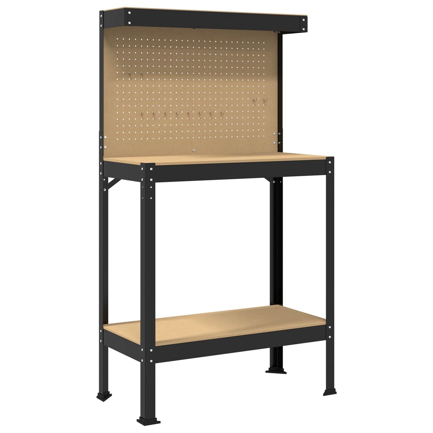 Banco da lavoro con lo scaffale Nero 81 x 41 x 145 cm