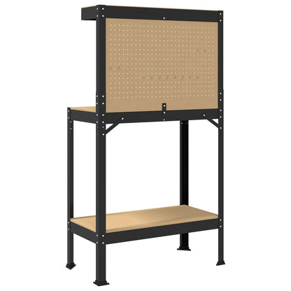 Banco da lavoro con lo scaffale Nero 81 x 41 x 145 cm
