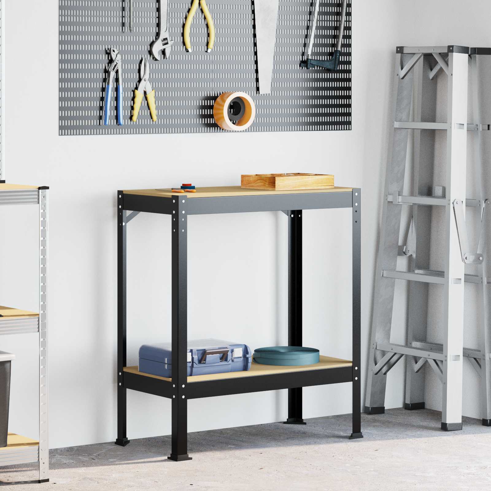 Banco da lavoro con lo scaffale Nero 81 x 41 x 91 cm | homemem39