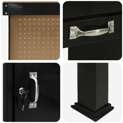 Banco da lavoro con cassetto con blocco Nero 90 x 49 x 141 cm