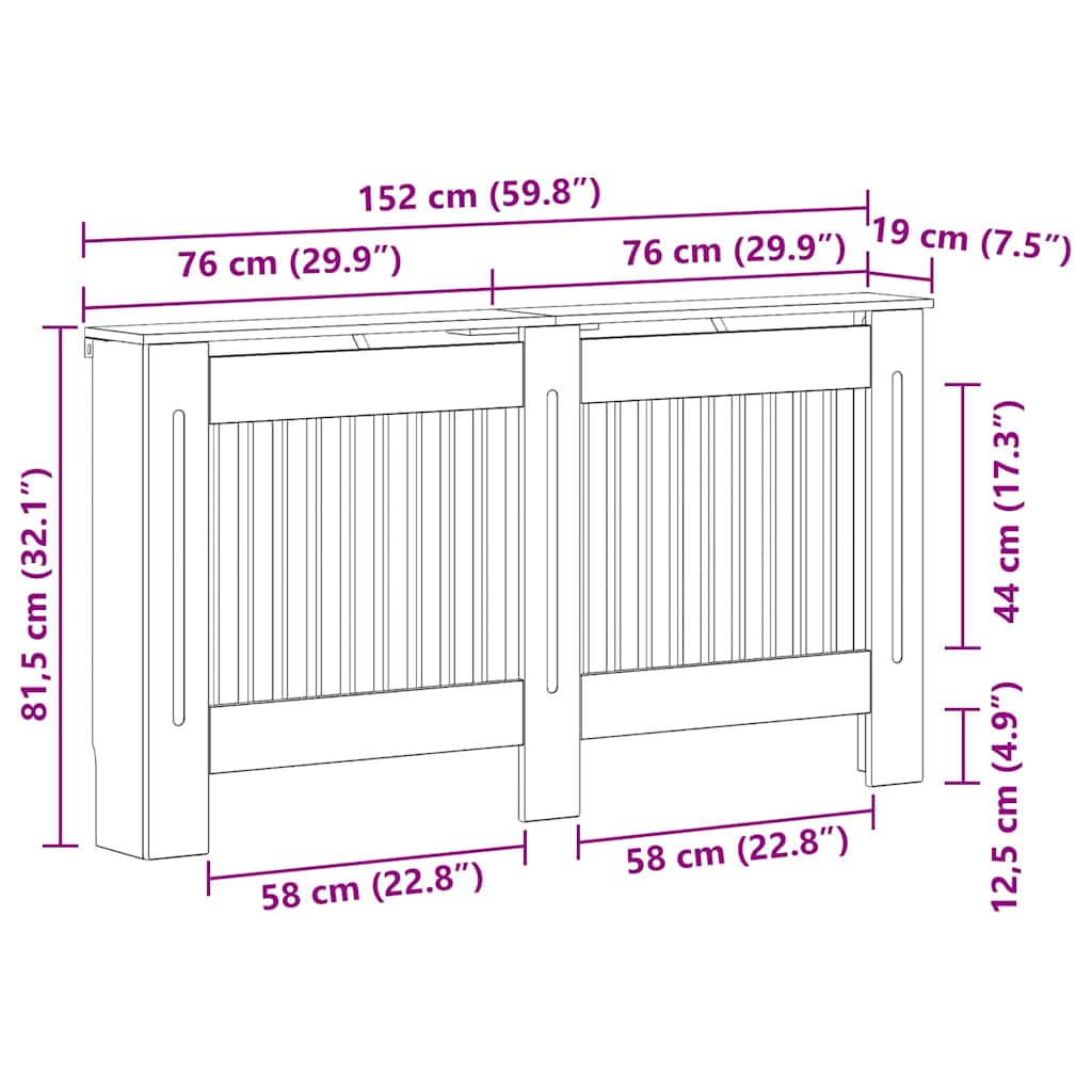 Copertura per radiatori Legno vecchio 152 x 19 x 81,5 cm | homemem39
