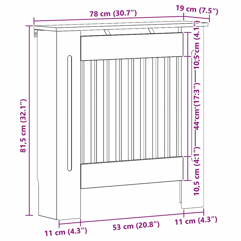 Copertura per radiatori Grigio cemento 78 x 19 x 81,5 cm | homemem39