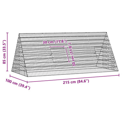Gabbia per Conigli Argento 215 x 100 x 85 cm Acciaio zincato