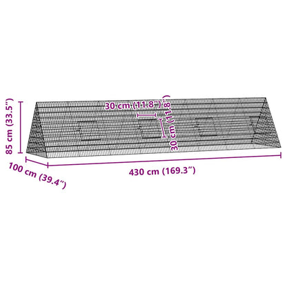 Gabbia per Conigli Argento 430 x 100 x 85 cm Acciaio zincato